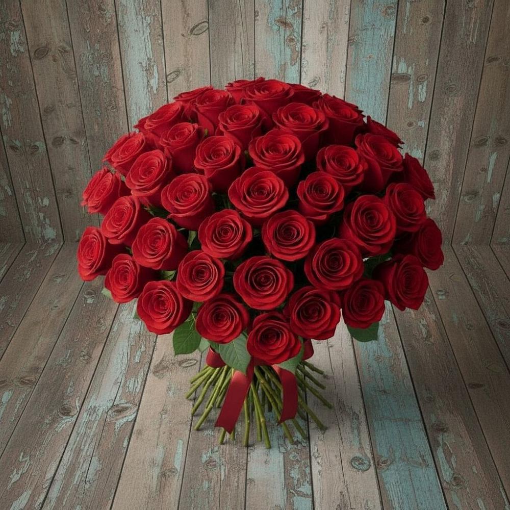 Букет 55 Красных роз Фридом в Джалиле