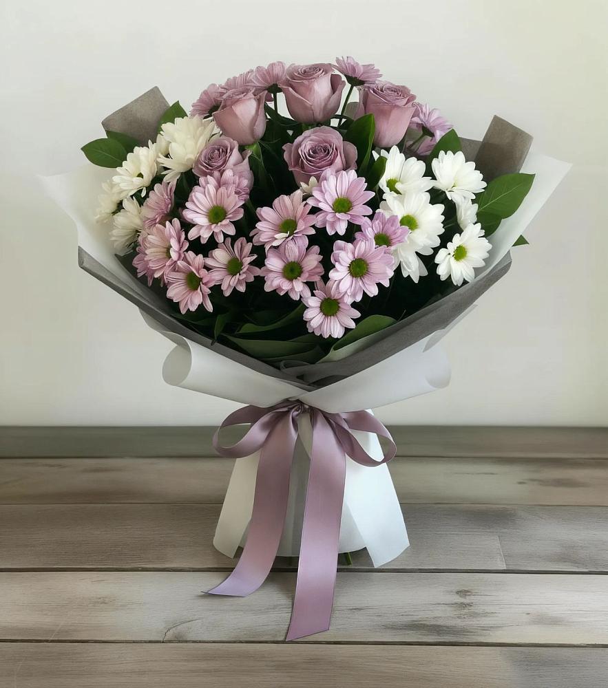 Букет цветов из: Хризантемы и Розы в Джалиле