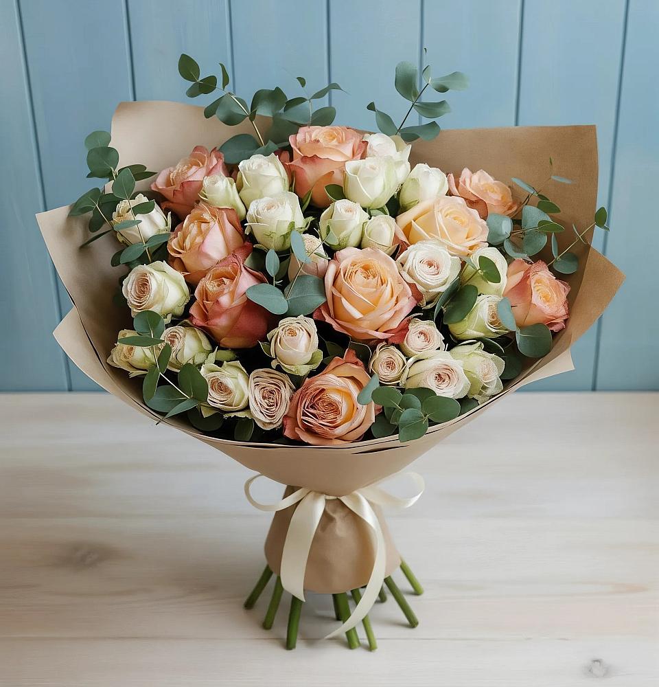 Букет цветов из: Альстромерии и Розы в Джалиле