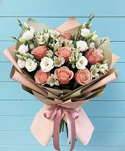 Букет цветов из:  Розы, Альстромерии и Лизиантусы в Джалиле