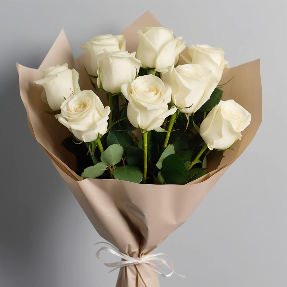 Букет 9 Белых роз Эдлесс Лав в Джалиле