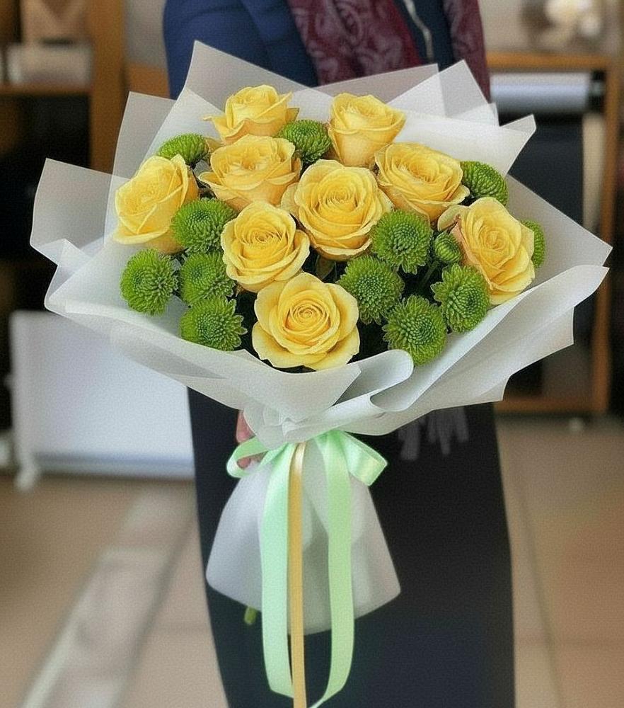 Букет цветов из: Хризантемы и Розы в Джалиле