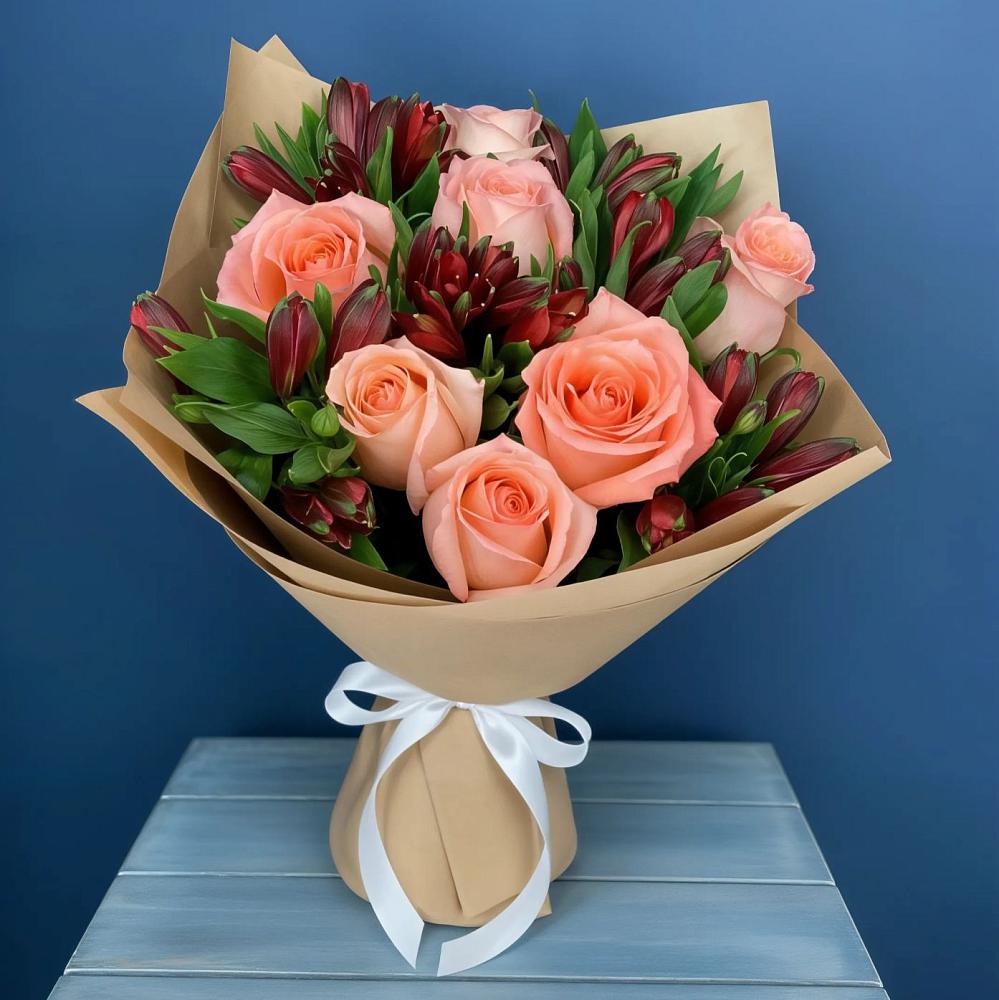 Букет цветов из: Розы и Альстромерии в Джалиле