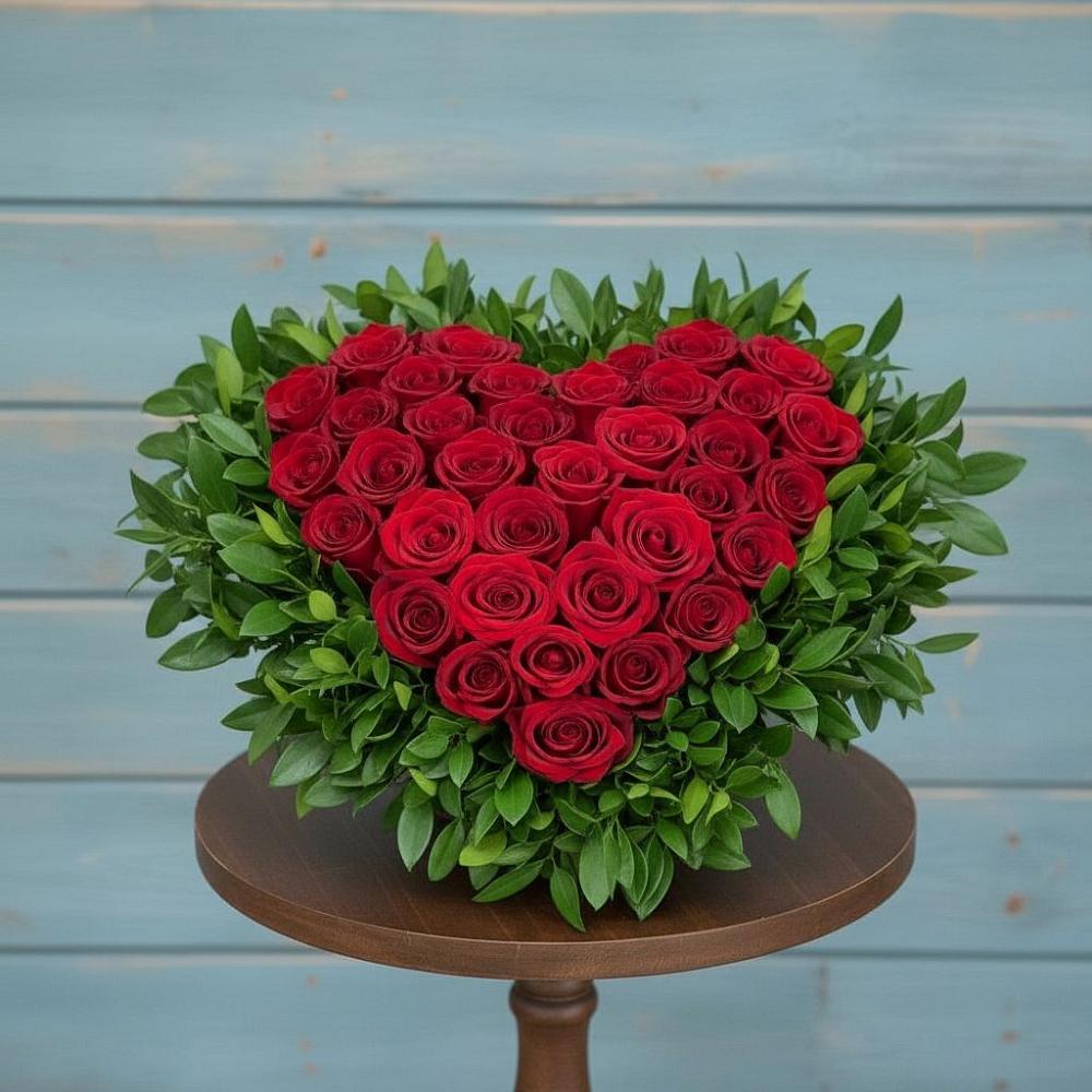 Цветочная композиция из Розы в виде сердца в Джалиле