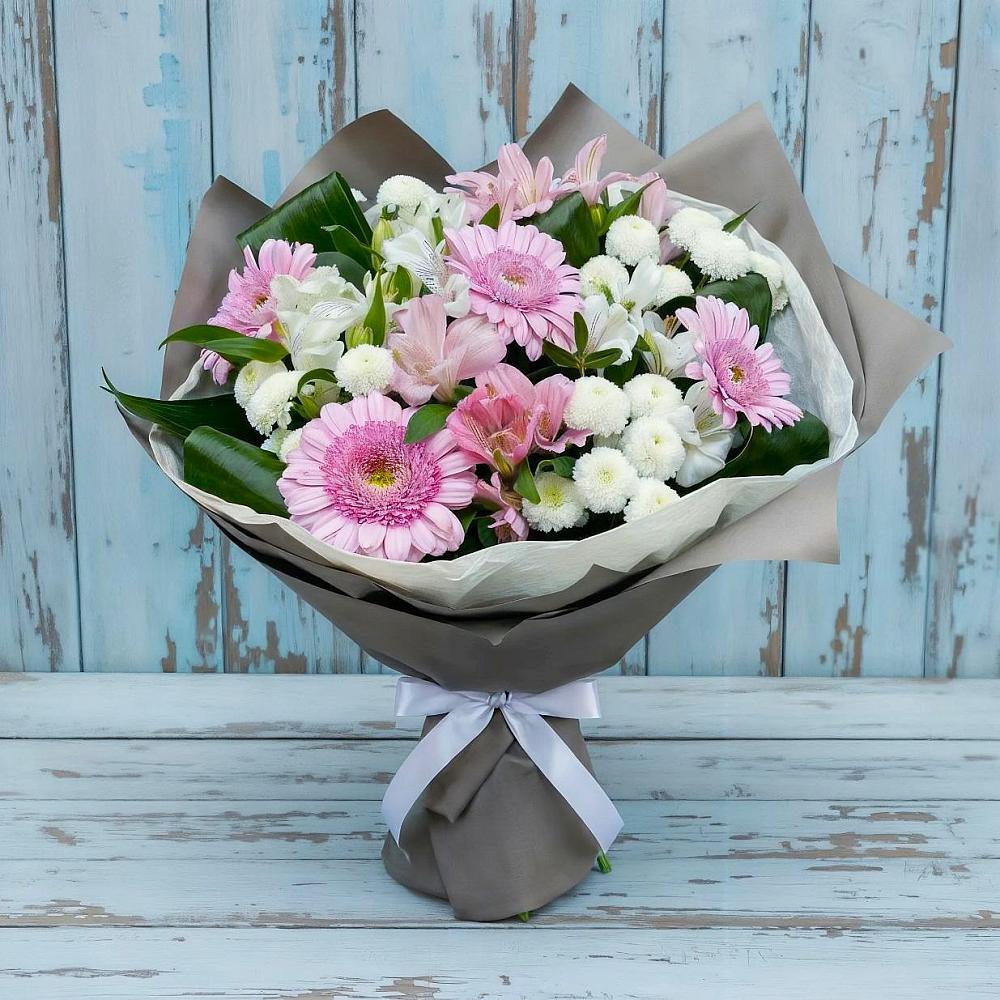 Букет цветов из: Герберы, Альстромерии и Хризантемы в Джалиле