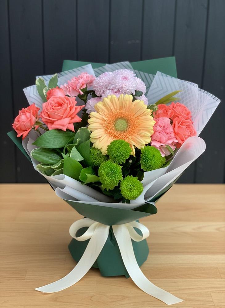 Букет цветов из: Гвоздики, Розы, Герберы и Хризантемы в Джалиле