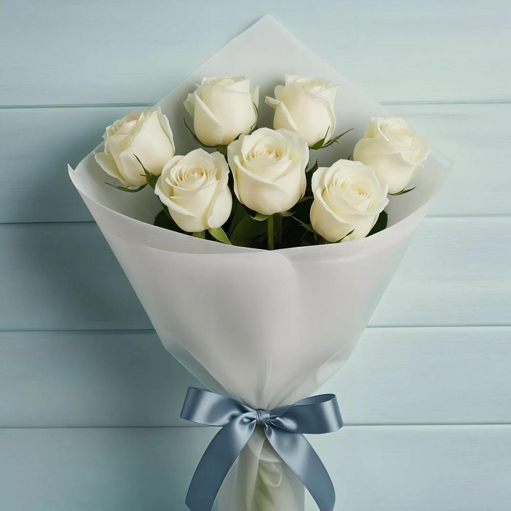 Букет 7 Белых роз Эдлесс Лав в Джалиле